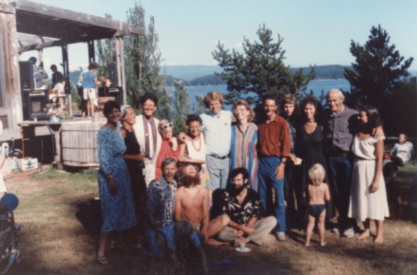 Hollhock's founders in the abandoned Cold Mountain Institute in 1982