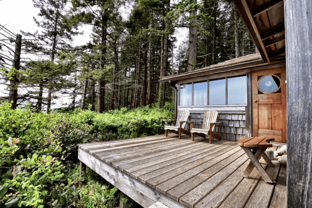 Balcony in nature at the Hollyhock retreat center in Cortes Island, BC
